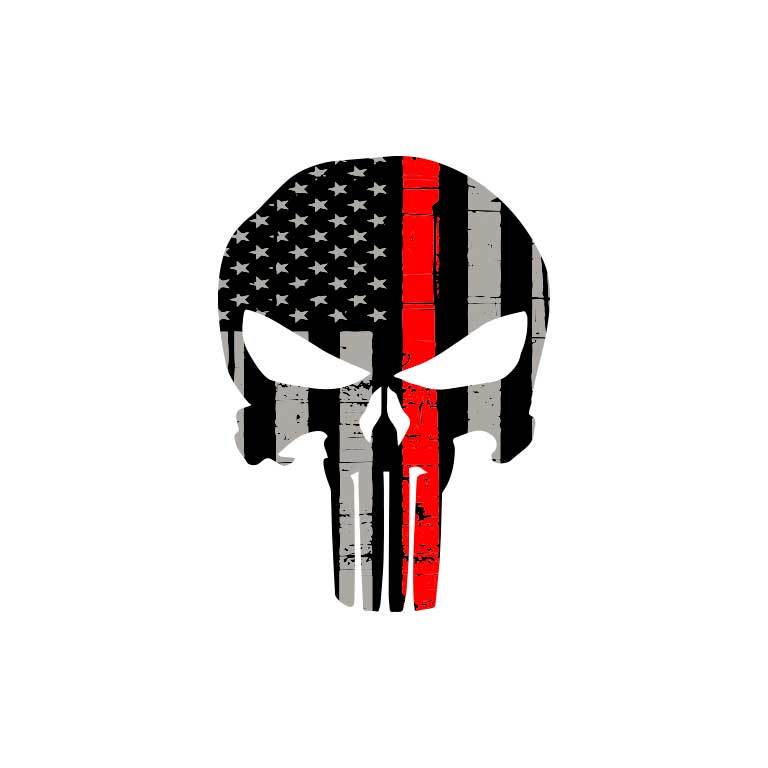 Fire Thin Red Line Punisher Graphic Decal - Ragged Apparel Screen Printing and Signs - www.nmshirts.com