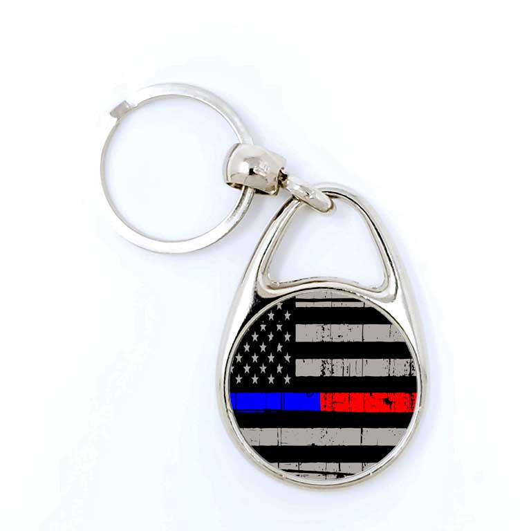 Police & Firefighter Half Thin Blue & Red Line Keychain - Ragged Apparel Screen Printing and Signs - www.nmshirts.com