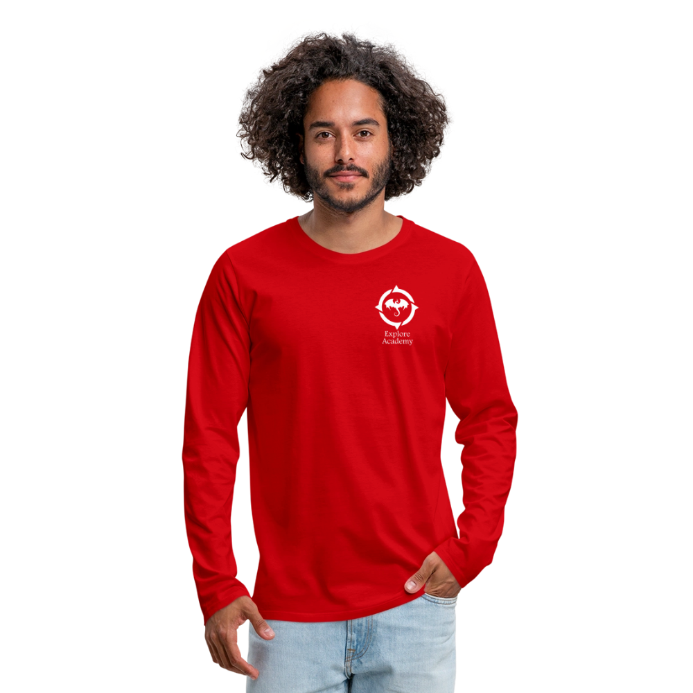 Explore Academy Dragon Logo Adult Premium Long Sleeve T-Shirt - red