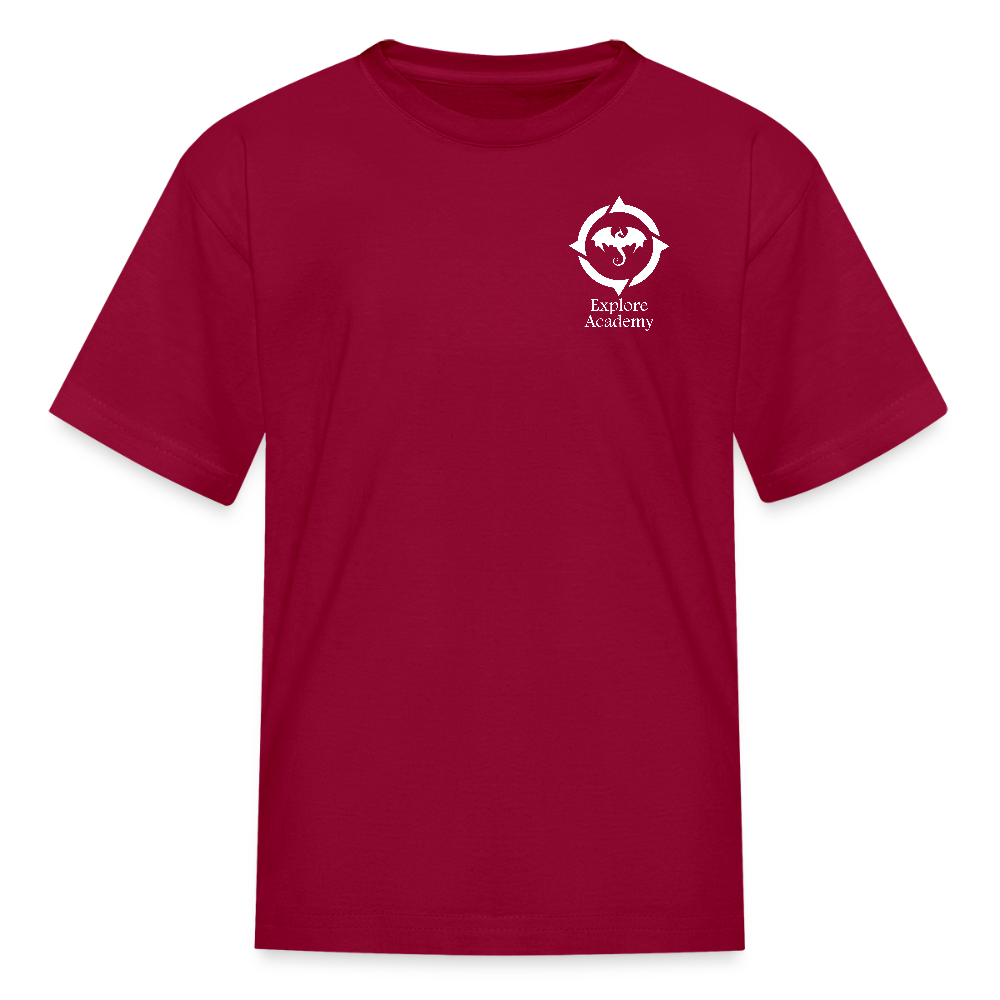 Explore Academy Dragon Logo Kids T-Shirt - dark red