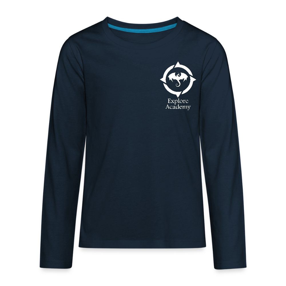 Explore Academy Dragon Logo Kids Long Sleeve T-Shirt - deep navy