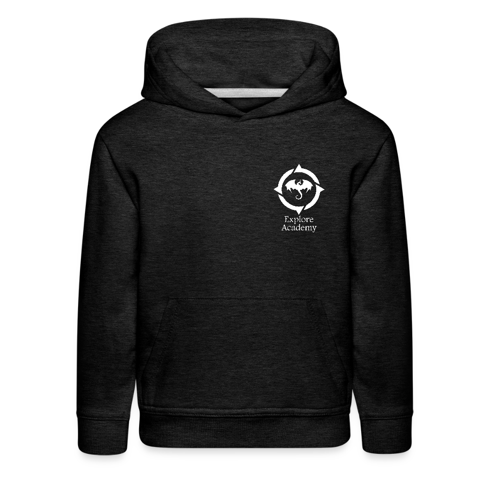 Explore Academy Dragon Logo Kids&#39; Premium Hoodie - charcoal grey