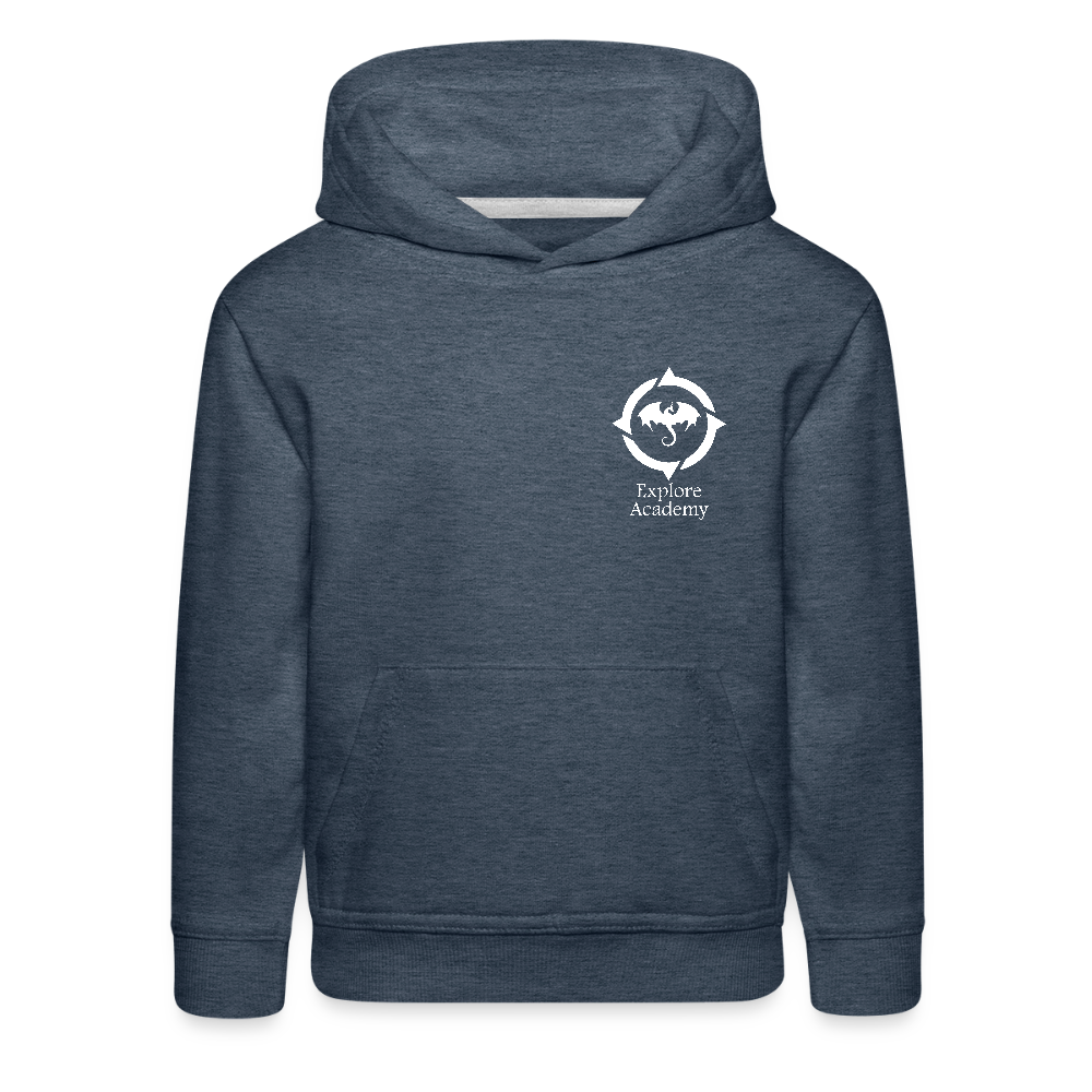 Explore Academy Dragon Logo Kids&#39; Premium Hoodie - heather denim