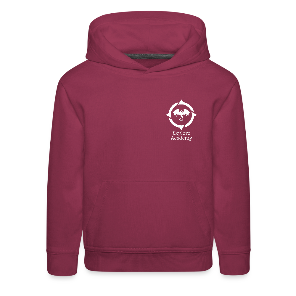 Explore Academy Dragon Logo Kids&#39; Premium Hoodie - burgundy