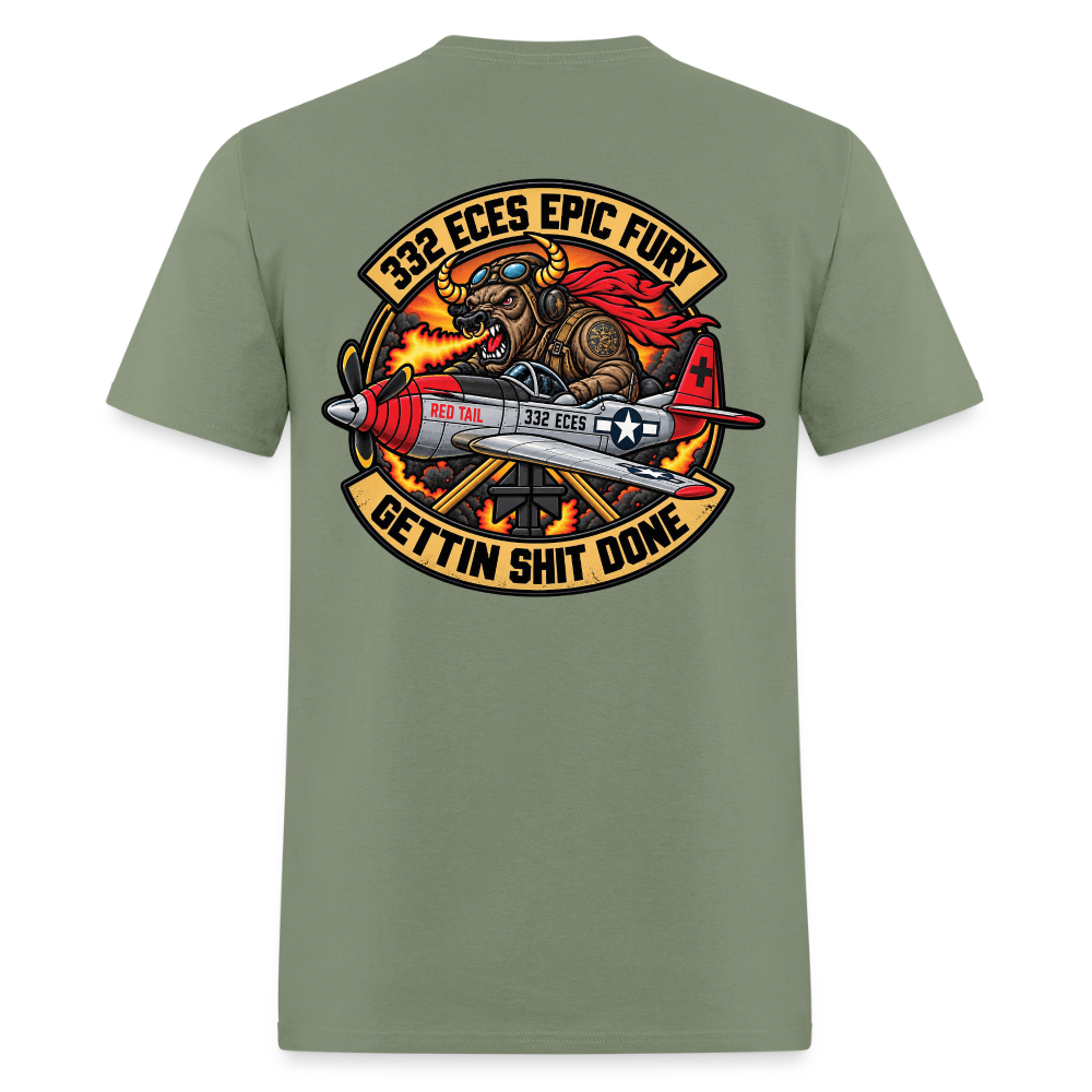 332 ECES Epic Fury Red Tail Logo T-Shirt - military green