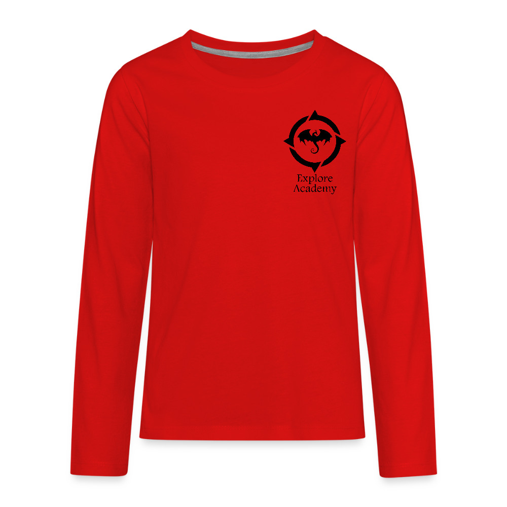 Explore Academy Dragon Logo Kids Long Sleeve T-Shirt - red