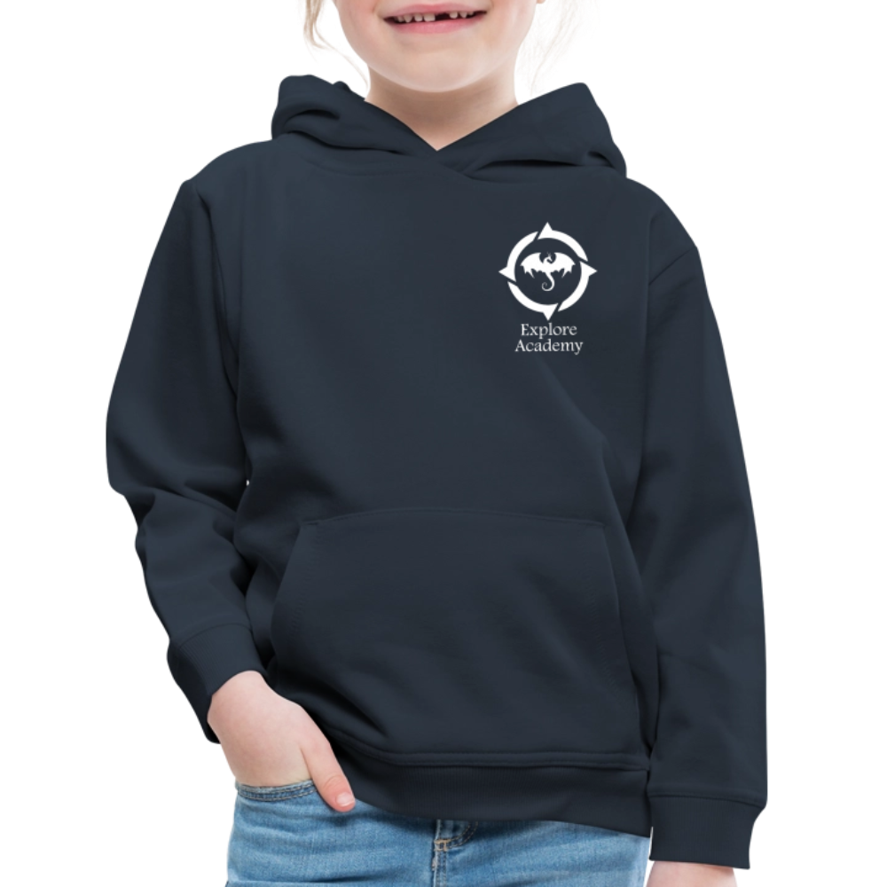 Explore Academy Dragon Logo Kids&#39; Premium Hoodie - navy