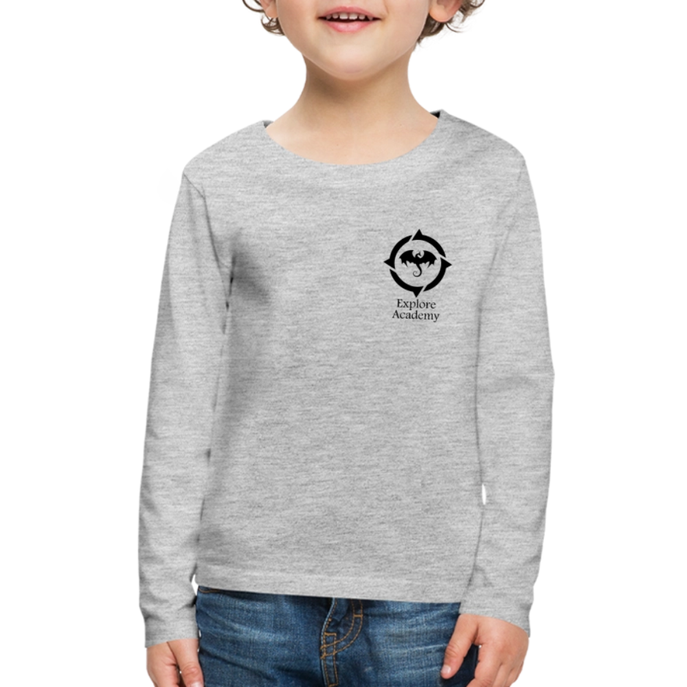 Explore Academy Dragon Logo Kids Long Sleeve T-Shirt - heather gray