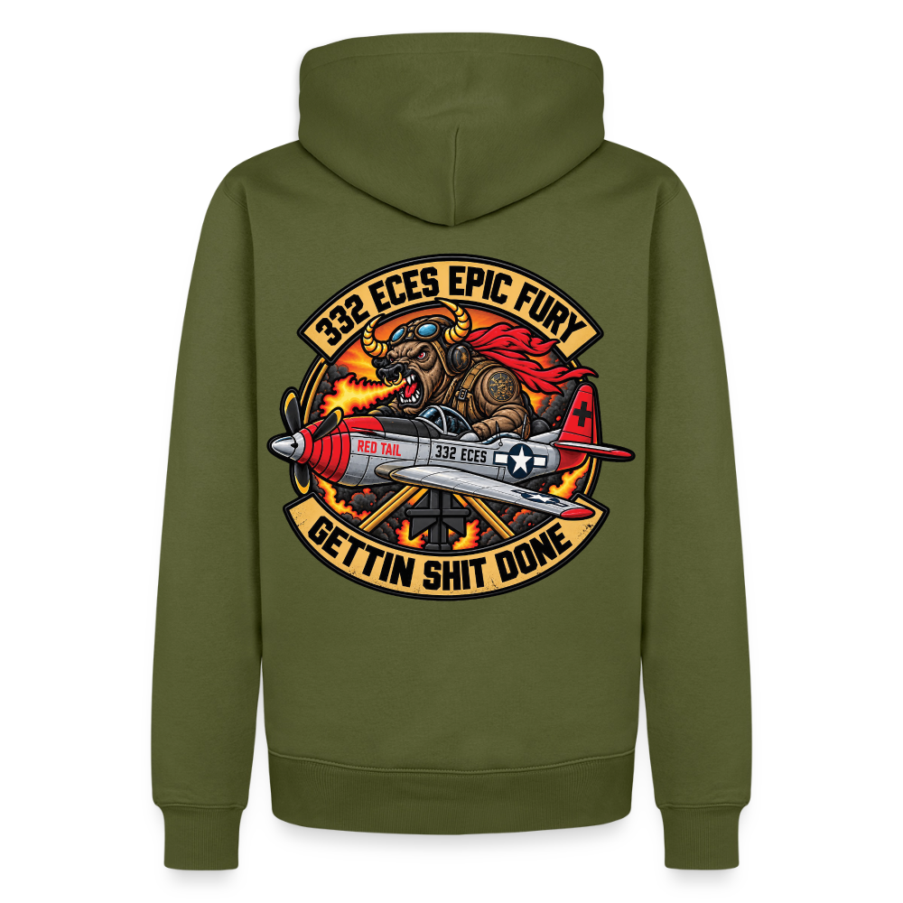 332 ECES Epic Fury Red Tail Logo Hoodie - khaki green 