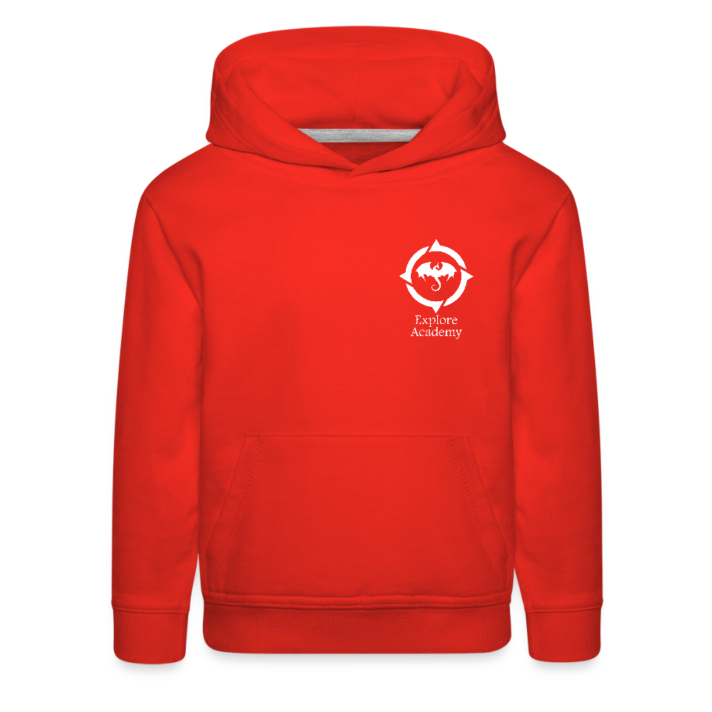 Explore Academy Dragon Logo Kids&#39; Premium Hoodie - red