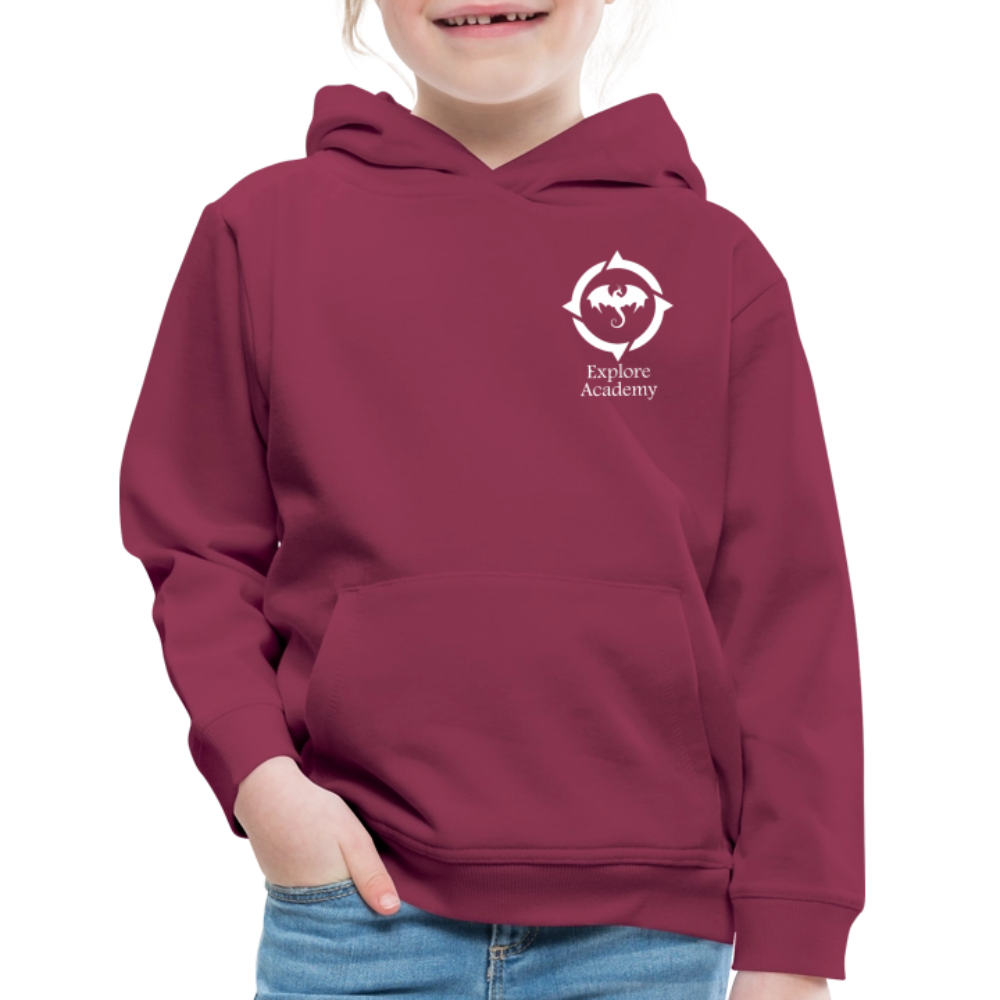 Explore Academy Dragon Logo Kids&#39; Premium Hoodie - burgundy