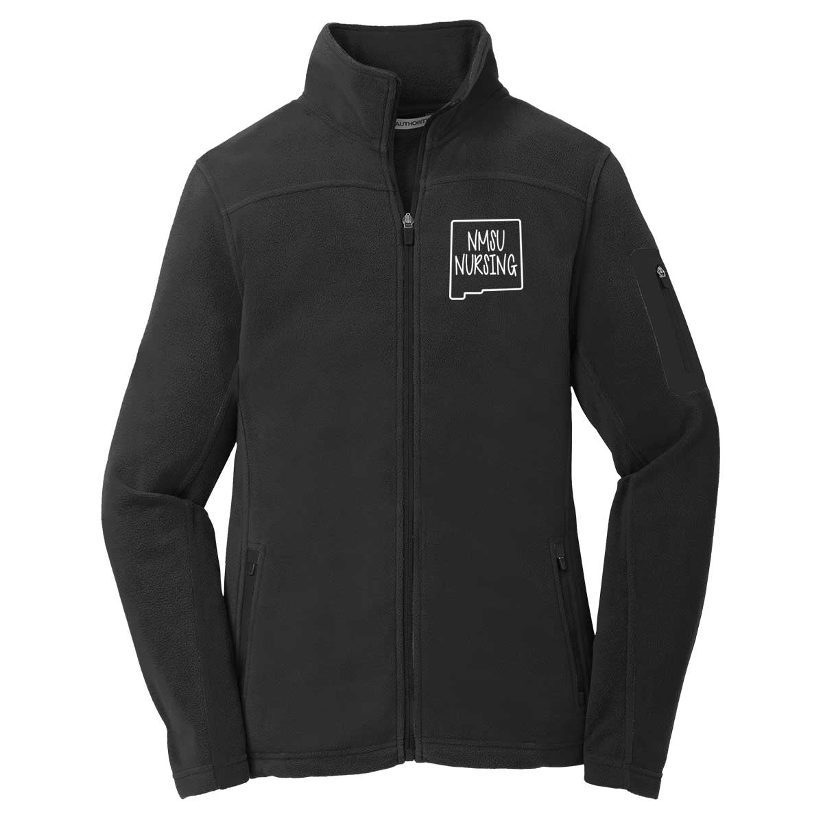 Women&#39;s NMSU SNA Student Nurses Association Fleece Full-Zip Jacket with Zipper Sleeve Pocket and Embroidered Logo