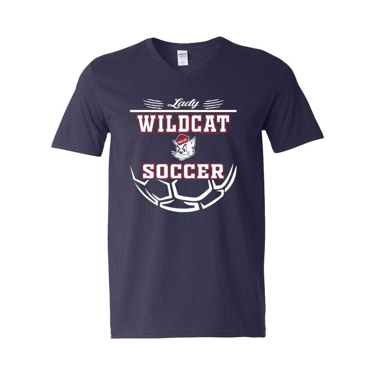 Lady Cats Soccer V-Neck Cotton T-Shirt