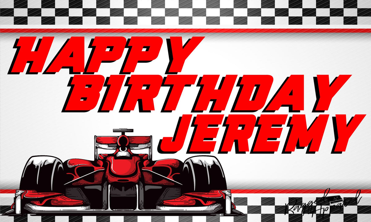 Boys Personalized Race Car Birthday Banner - Ragged Apparel Screen Printing and Signs - www.nmshirts.com