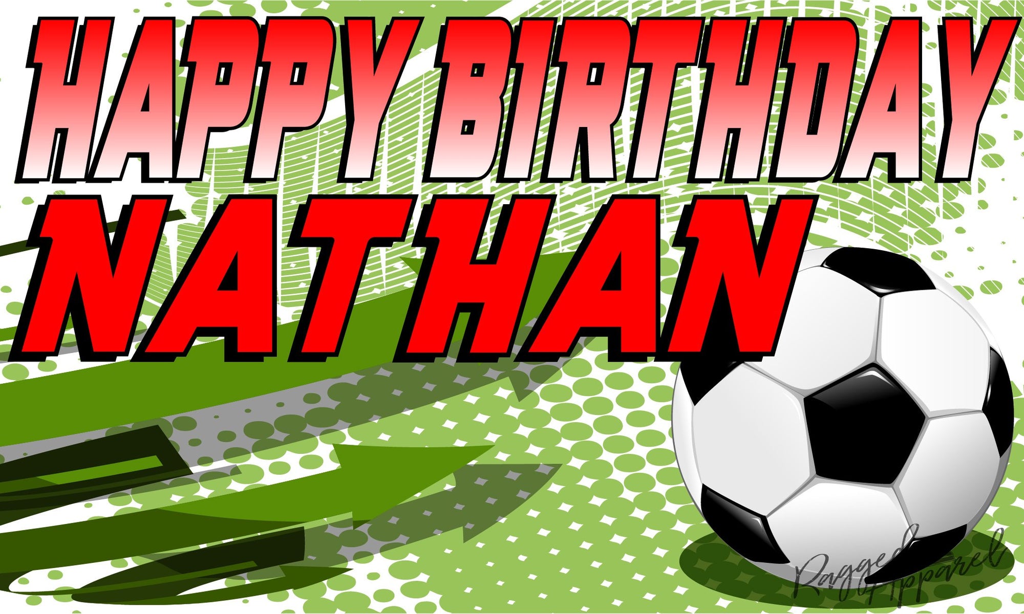 Kids Personalized Soccer Birthday Banner - Ragged Apparel Screen Printing and Signs - www.nmshirts.com