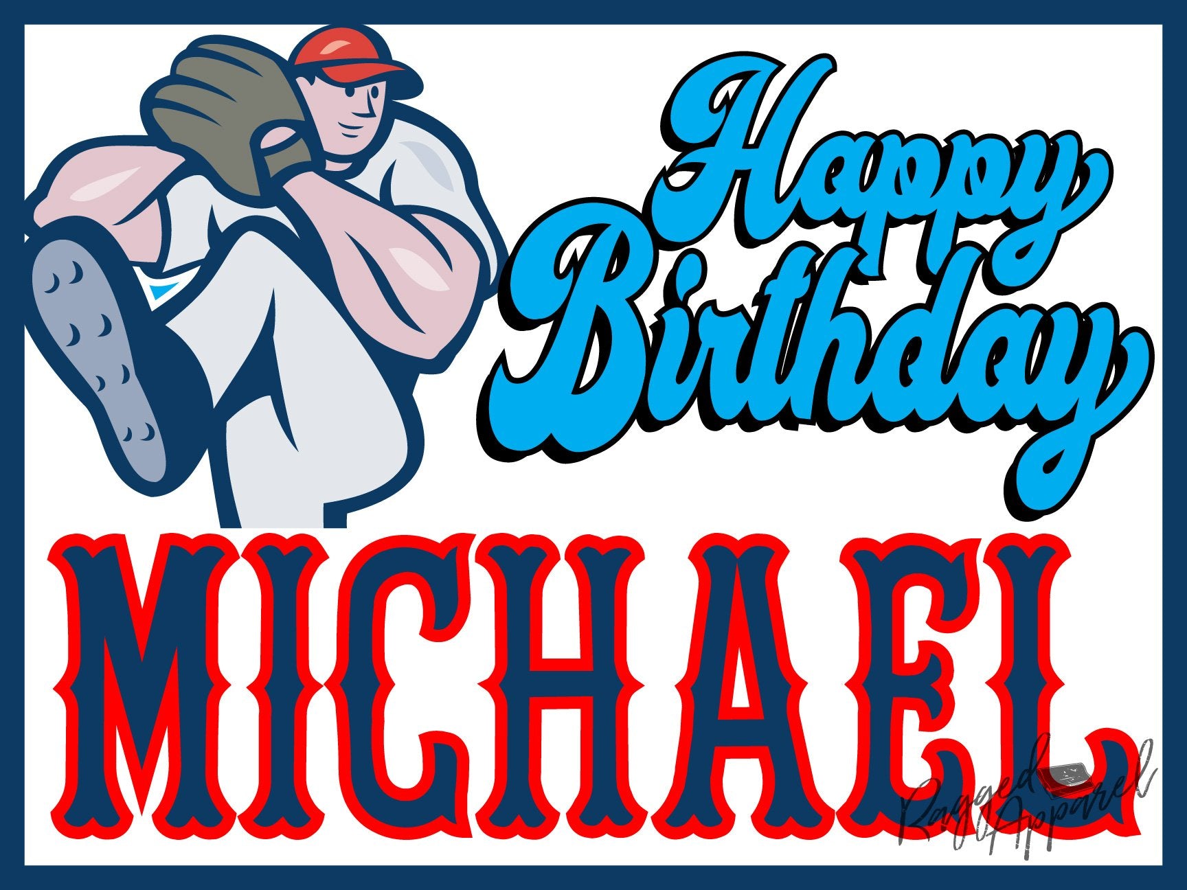 Kids Personalized Baseball Birthday Sign - Ragged Apparel Screen Printing and Signs - www.nmshirts.com