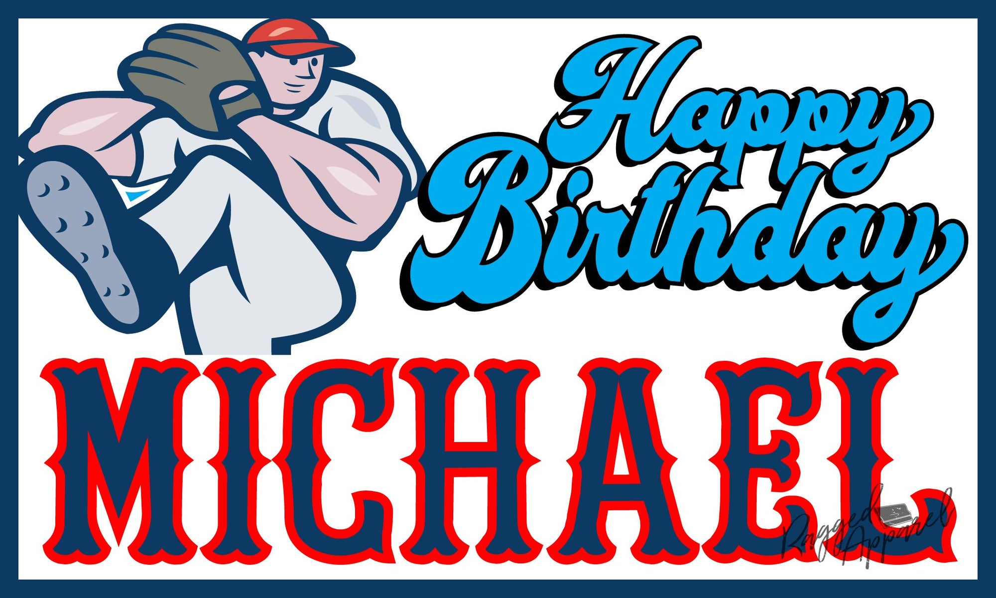 Kids Personalized Baseball Birthday Banner - Ragged Apparel Screen Printing and Signs - www.nmshirts.com