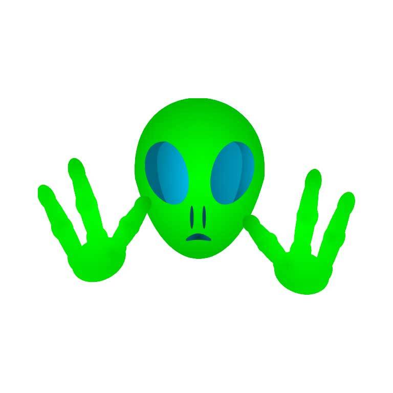 Green Alien Graphic Decal - Ragged Apparel Screen Printing and Signs - www.nmshirts.com
