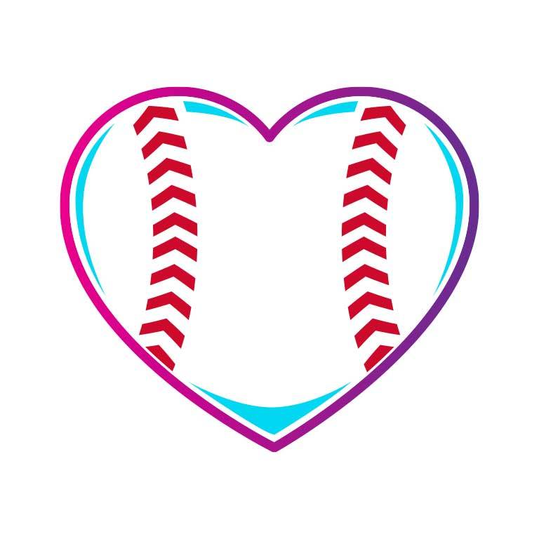 Heart Shaped Baseball Graphic Decal - Ragged Apparel Screen Printing and Signs - www.nmshirts.com