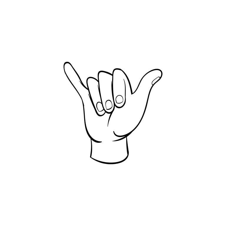 Black & White Hang Loose Hand Graphic Decal - Ragged Apparel Screen Printing and Signs - www.nmshirts.com