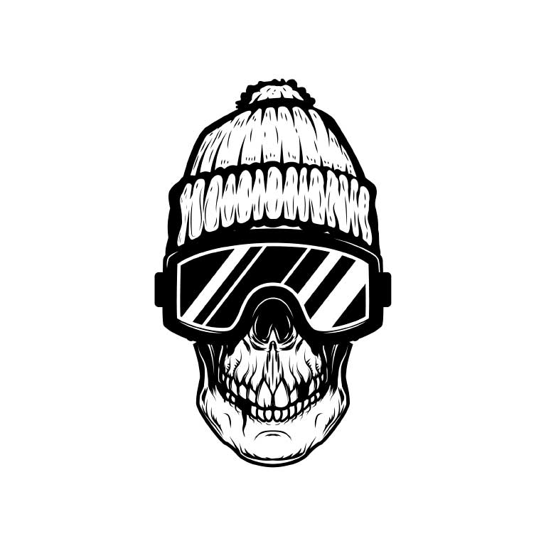 Black &amp; White Skull with Beanie Graphic Decal - Ragged Apparel Screen Printing and Signs - www.nmshirts.com