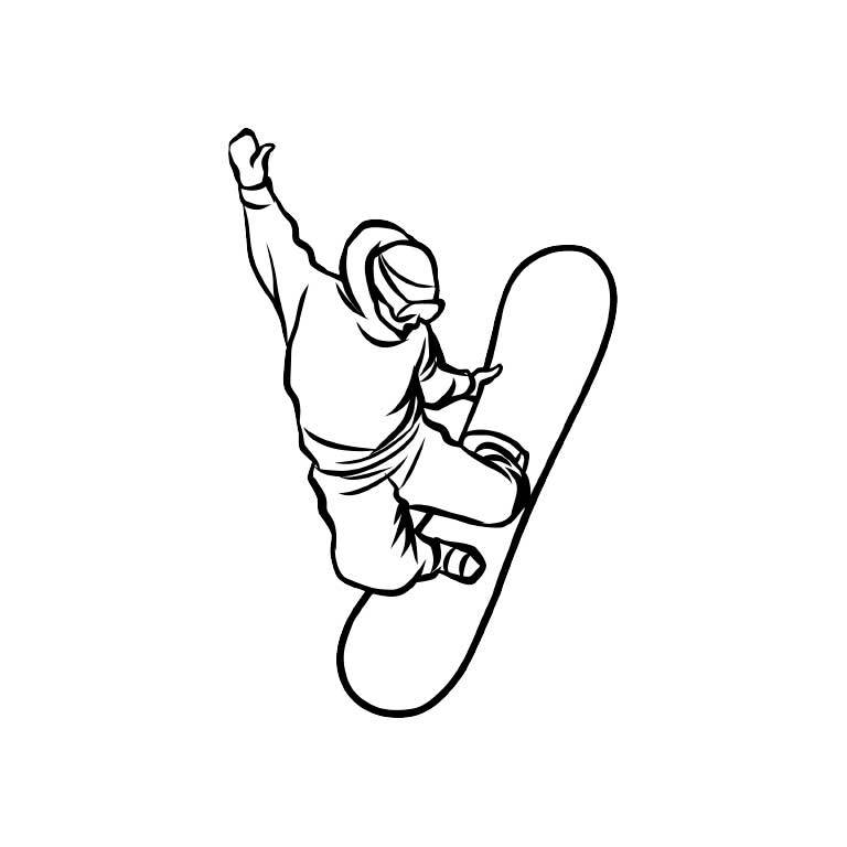 Black &amp; White Snowboarder Graphic Decal - Ragged Apparel Screen Printing and Signs - www.nmshirts.com