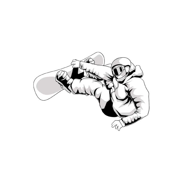 Black &amp; White Snowboarder Graphic Decal - Ragged Apparel Screen Printing and Signs - www.nmshirts.com