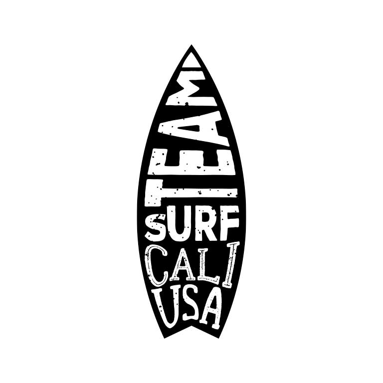 Black &amp; White Cali Surf Board Graphic Decal - Ragged Apparel Screen Printing and Signs - www.nmshirts.com