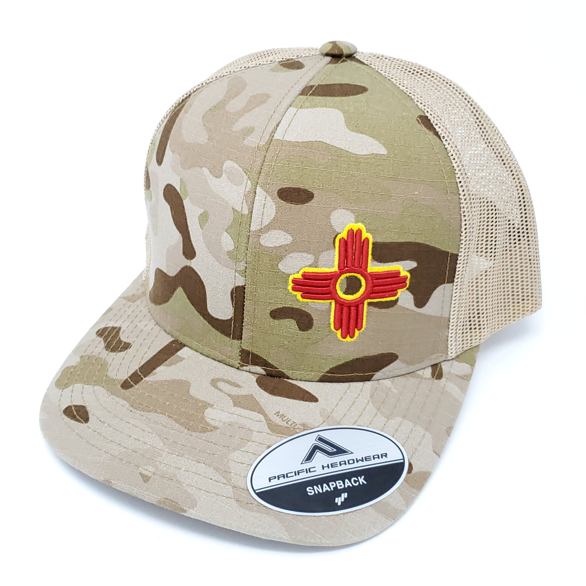 Multi Camo Embroidered Zia Trucker Style Snapback - Ragged Apparel Screen Printing and Signs - www.nmshirts.com