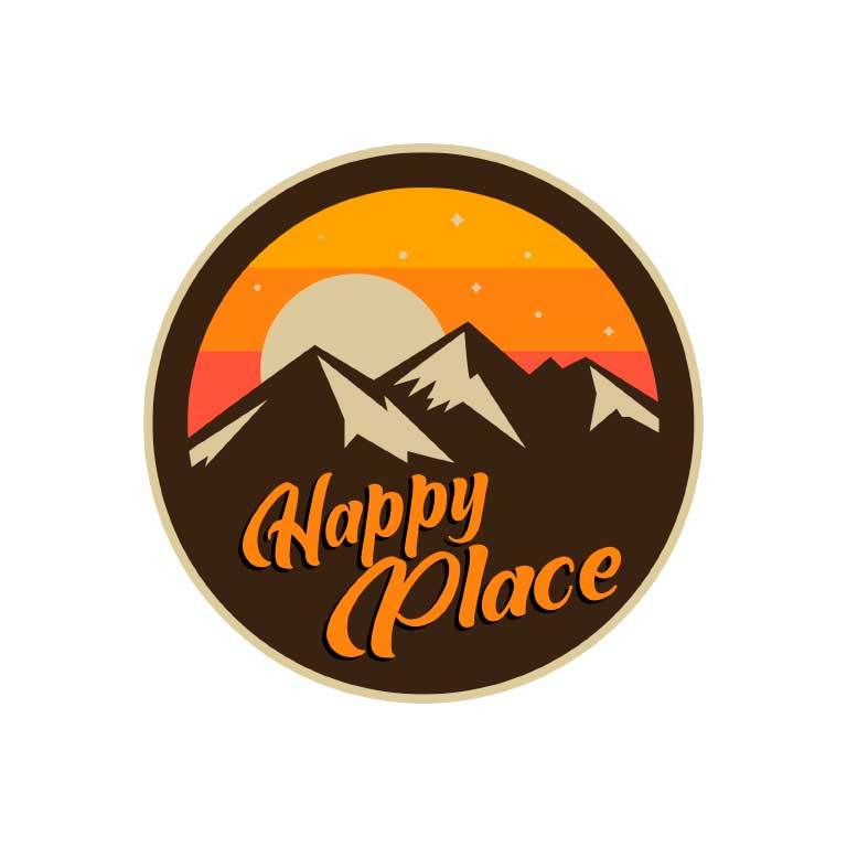 Happy Place Mountains Graphic Decal - Ragged Apparel Screen Printing and Signs - www.nmshirts.com