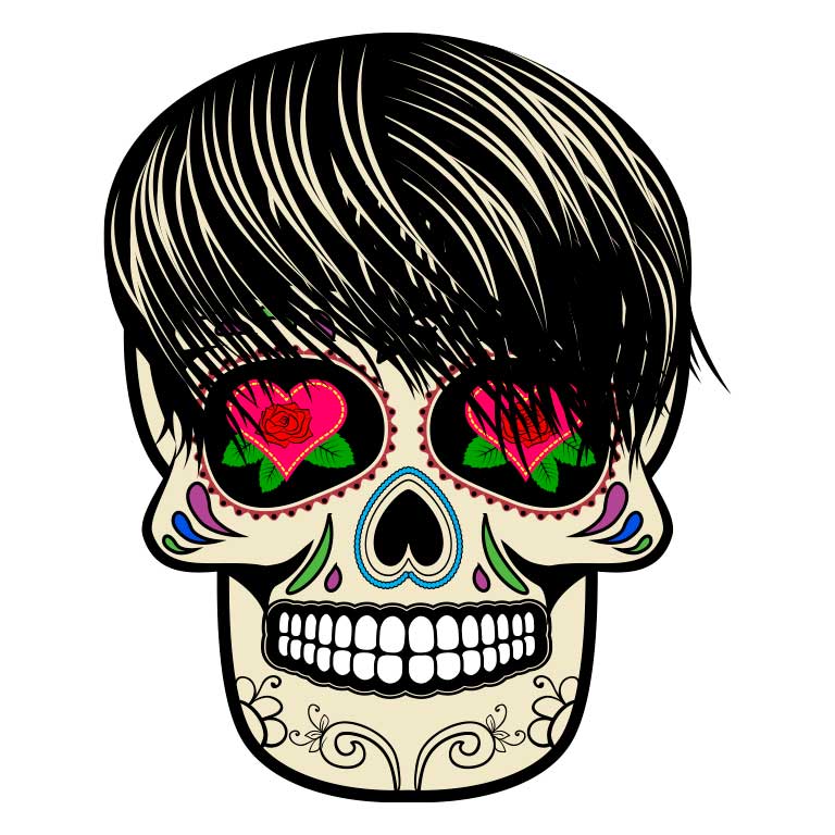Dia de los Muertos Sugar Skull Punk Rocker Graphic Decal - Ragged Apparel Screen Printing and Signs - www.nmshirts.com