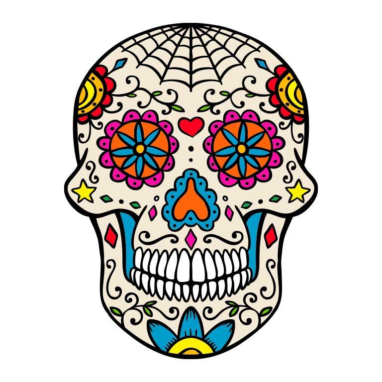 Dia de los Muertos Sugar Skull with Cobwebs Graphic Decal