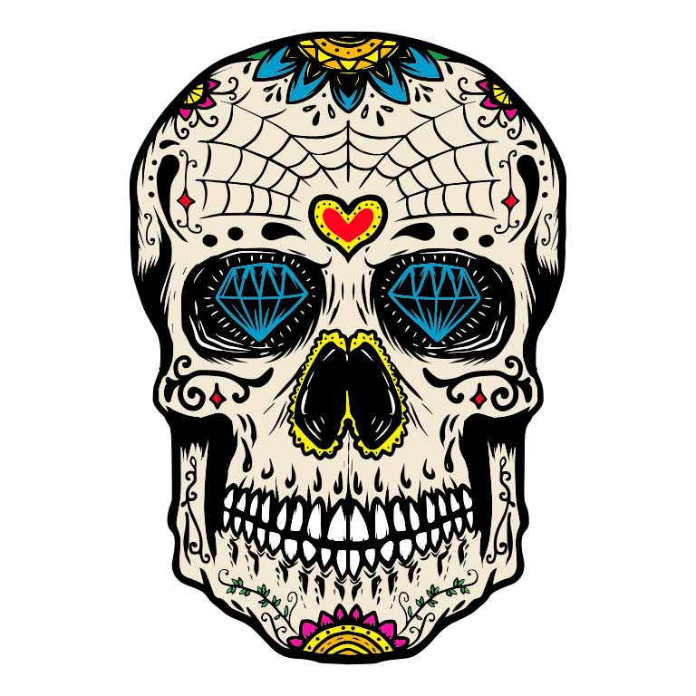 Commandez Autocollant 'Tête de mort mexicaine - sugar skull - doodle' en ligne Commandez Autocollant 'Tête de mort mexicaine - sugar skull - doodle' en ligne