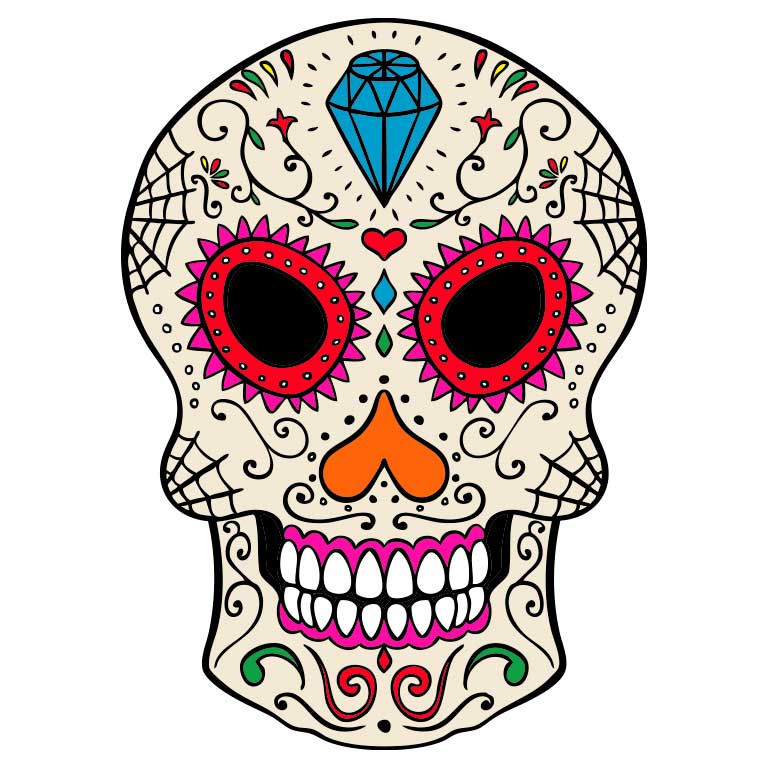 Dia de los Muertos Luchador Sugar Skull with Diamond Graphic Decal - Ragged Apparel Screen Printing and Signs - www.nmshirts.com