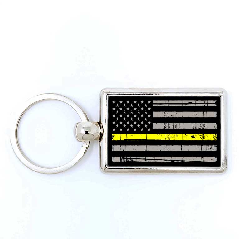 EMS Dispatcher Thin Yellow Line Rectangle Keychain - Ragged Apparel Screen Printing and Signs - www.nmshirts.com