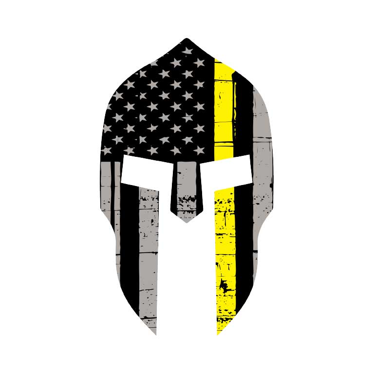 EMS Dispatcher Thin Yellow Line Flag Spartan Graphic Decal - Ragged Apparel Screen Printing and Signs - www.nmshirts.com
