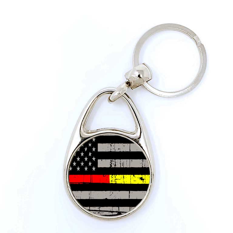Firefighter & Dispatcher/EMS Half Thin Red & Yellow Line Keychain - Ragged Apparel Screen Printing and Signs - www.nmshirts.com