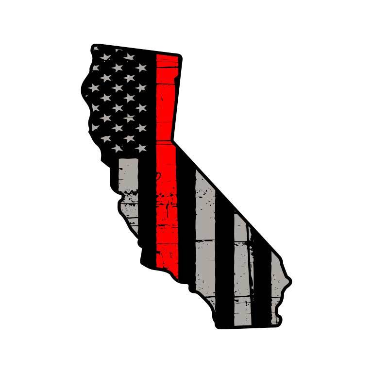 Fire Thin Red Line Flag of California State Graphic Decal - Ragged Apparel Screen Printing and Signs - www.nmshirts.com