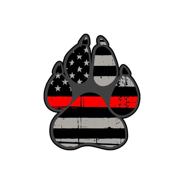 Fire Thin Red Line Flag of K-9 Paw Graphic Decal - Ragged Apparel ...