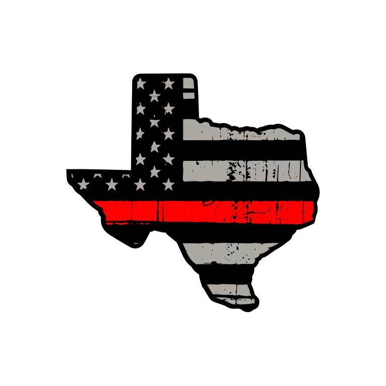 Fire Thin Red Line Flag of Texas State Graphic Decal - Ragged Apparel Screen Printing and Signs - www.nmshirts.com
