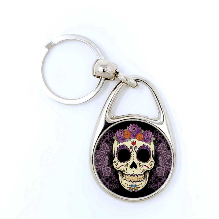 Sugar Skull Day of the Dead Key Chains Dia de Los Muertos Keychain - Ragged Apparel Screen Printing and Signs - www.nmshirts.com