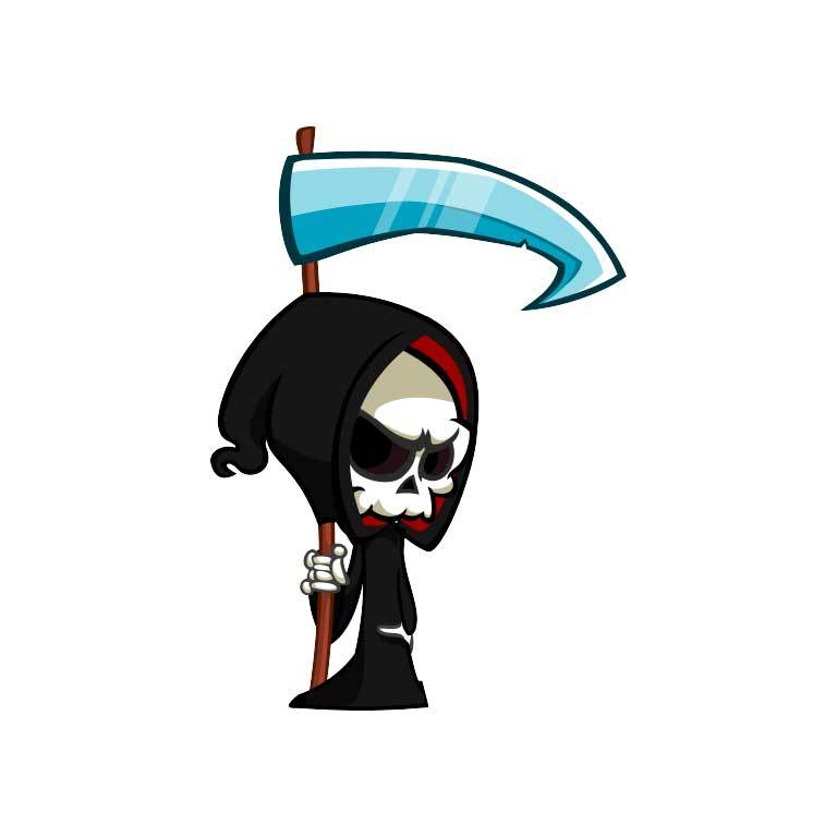 Grim Reaper Holding Sickle Graphic Decal - Ragged Apparel Screen Printing and Signs - www.nmshirts.com