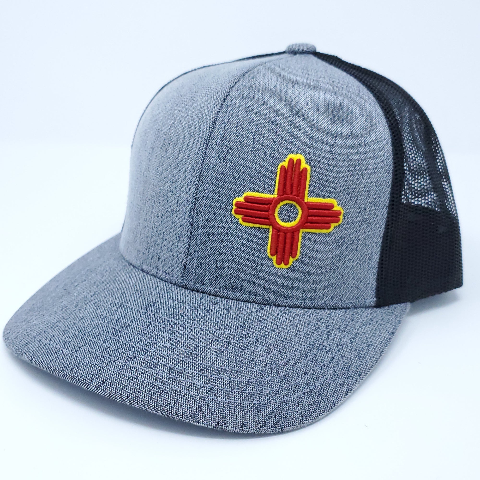 Heather Grey Zia Embroidered Trucker Style Snapback - Ragged Apparel Screen Printing and Signs - www.nmshirts.com