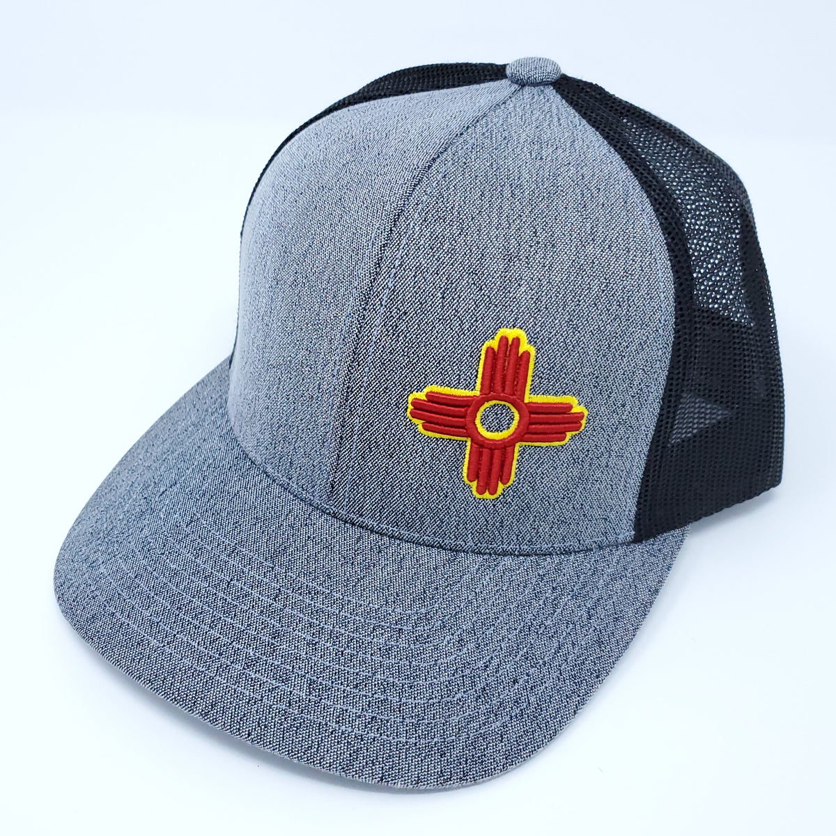 Heather Grey Zia Embroidered Trucker Style Snapback - Ragged Apparel Screen Printing and Signs - www.nmshirts.com