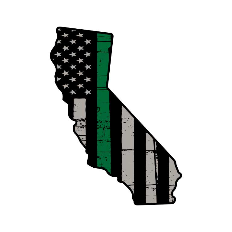 Military Thin Green Line Flag of California State Graphic Decal - Ragged Apparel Screen Printing and Signs - www.nmshirts.com