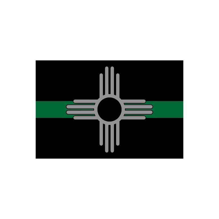 Military Thin Green Line with Grey Zia Graphic Decal - Ragged Apparel Screen Printing and Signs - www.nmshirts.com