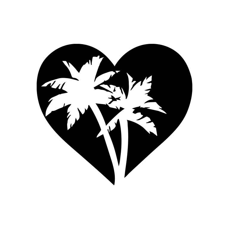 Palm Trees in Heart Vinyl Sticker Graphic Decal - Ragged Apparel Screen Printing and Signs - www.nmshirts.com