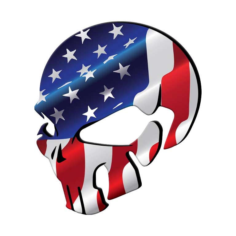 American Flag Skull Graphic Decal - Ragged Apparel Screen Printing and Signs - www.nmshirts.com