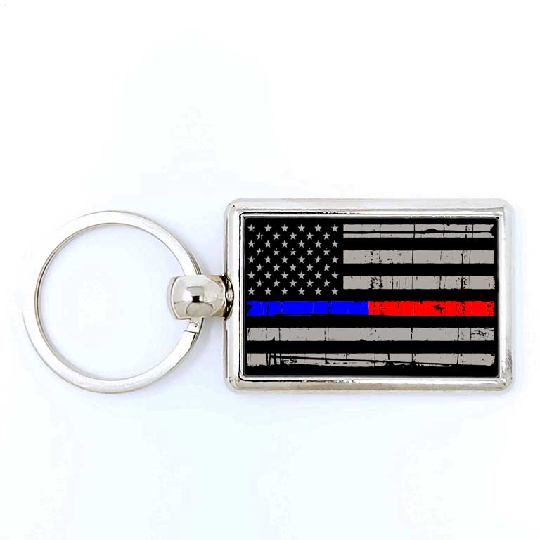 Police / Fire Thin Blue Line Thin Red Line Keychain - Ragged Apparel Screen Printing and Signs - www.nmshirts.com