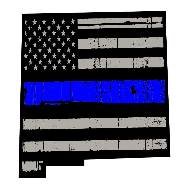 Police Thin Blue Line Flag of New Mexico State Graphic Decal - Ragged Apparel Screen Printing and Signs - www.nmshirts.com